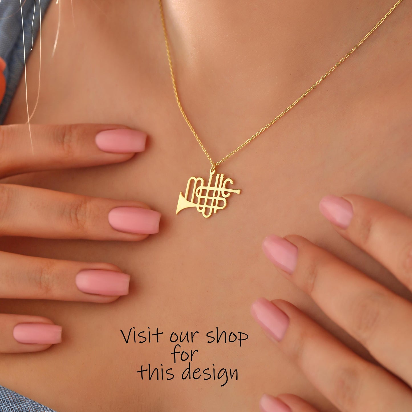 Dainty Heart Treble Clef Necklace: 14K Solid or Sterling Silver Gold Music Jewelry