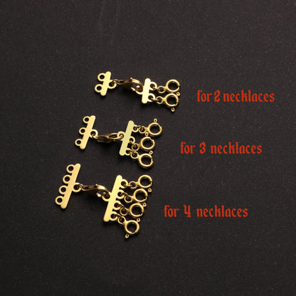 14K Solid Gold Necklace Detangler Clasp: Layered Chain Organizer