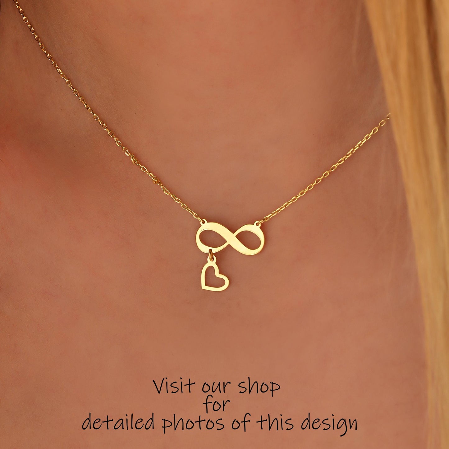 Interlocking Hearts Necklace: Sterling Silver or Gold Double Heart Pendant