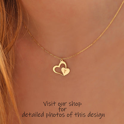Interlocking Hearts Necklace: Sterling Silver or Gold Double Heart Pendant