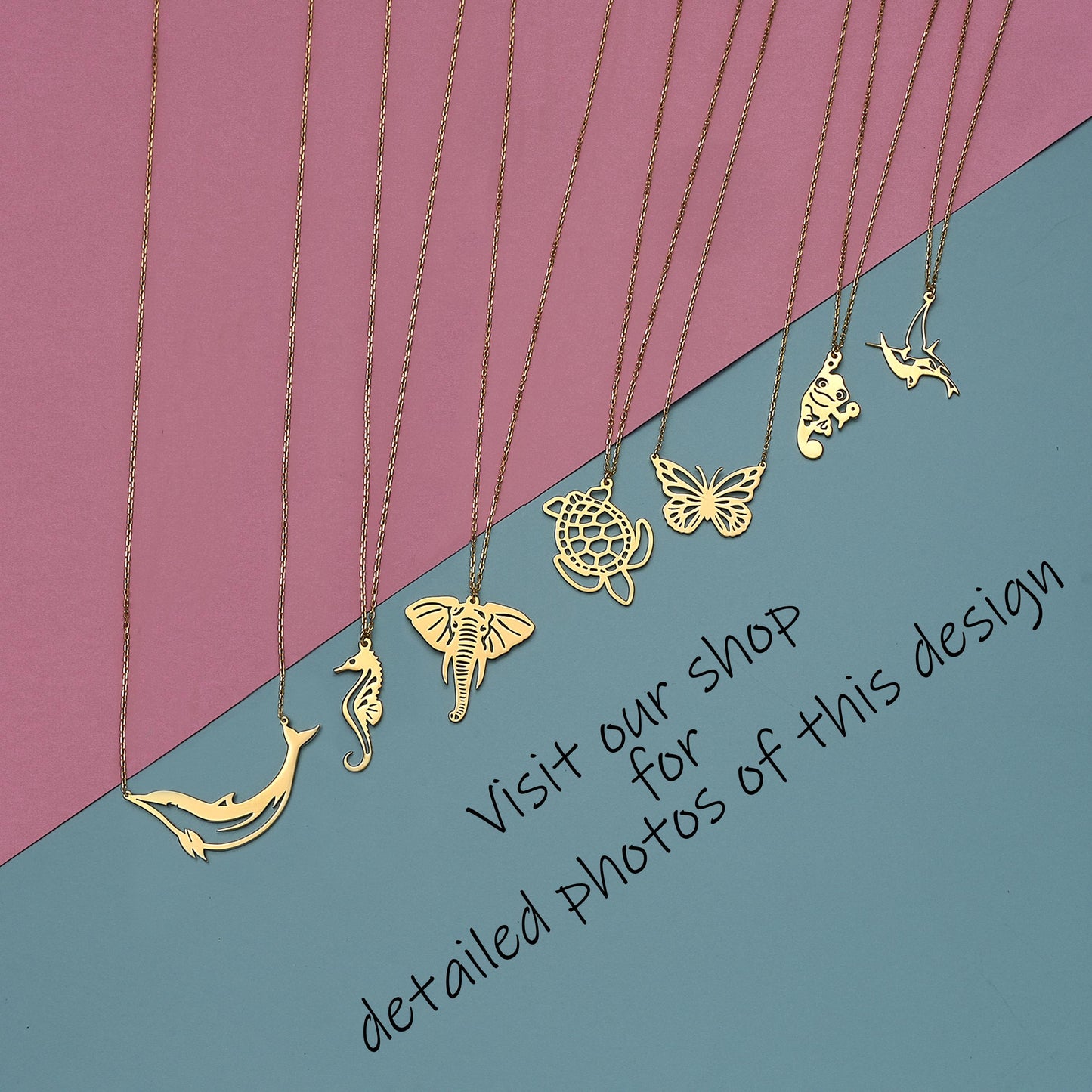 Dainty Dolphin Necklace: Silver or Gold  (Yellow / Rose / White)