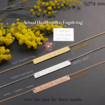 Personalized Bar Necklace: Engraved Nameplate, Sterling Silver or Gold