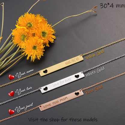 Personalized Bar Necklace: Engraved Nameplate, Sterling Silver or Gold