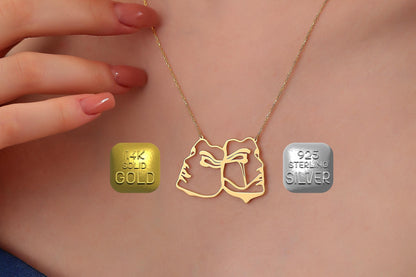 Comedy Tragedy Mask Necklace: 14K solid Gold or Sterling Silver Drama Pendant