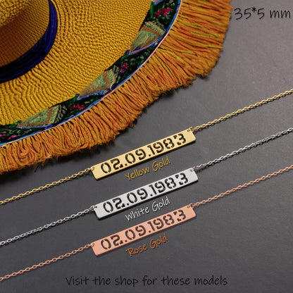 Personalized Bar Necklace: Engraved Nameplate, Sterling Silver or Gold