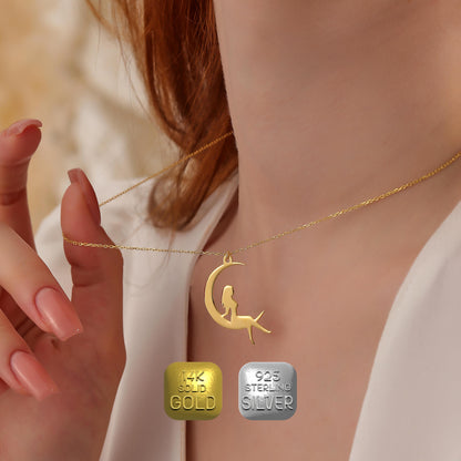 Sterling Silver Fairymoon Necklace: Japanese Y2K Pendant