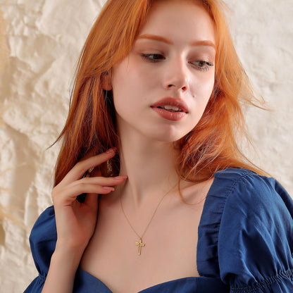 Dainty Cross Necklace: 925 Sterling Silver or 14K Gold Crucifix