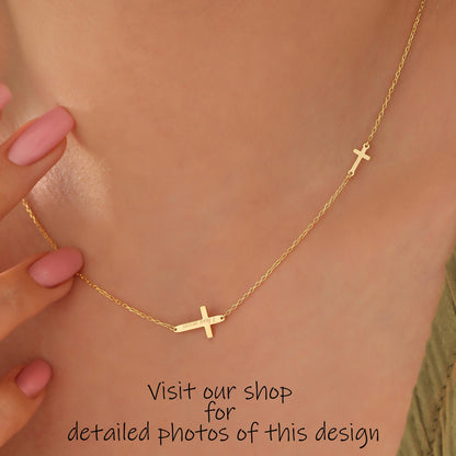 Dainty Cross Necklace: Sterling Silver or 14K Gold Pendant