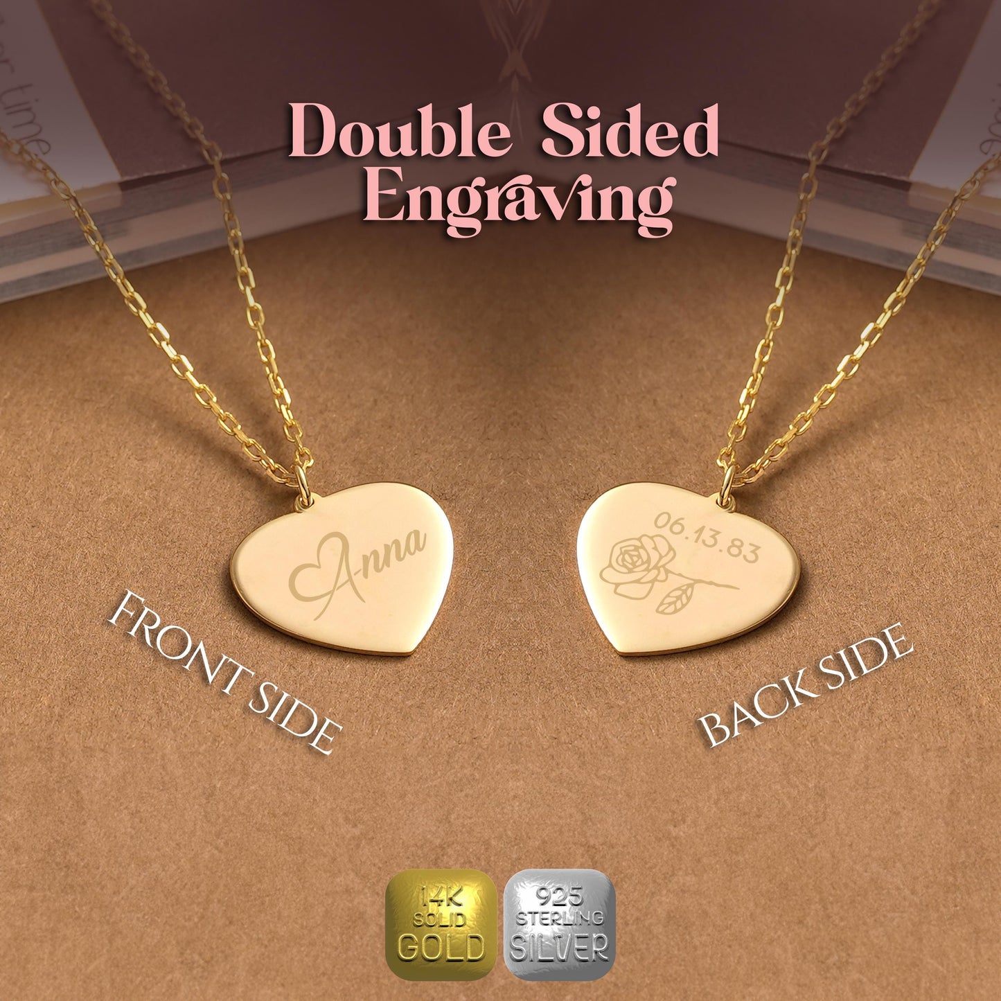 Personalized Heart Necklace: Sterling Silver or Gold Name Pendant