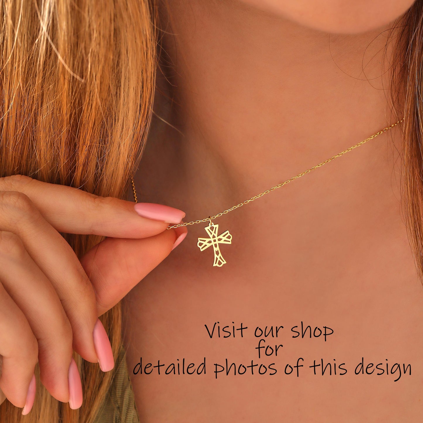 Personalized Tiny Cross Necklace: Sterling Silver Crucifix, Gold or Silver
