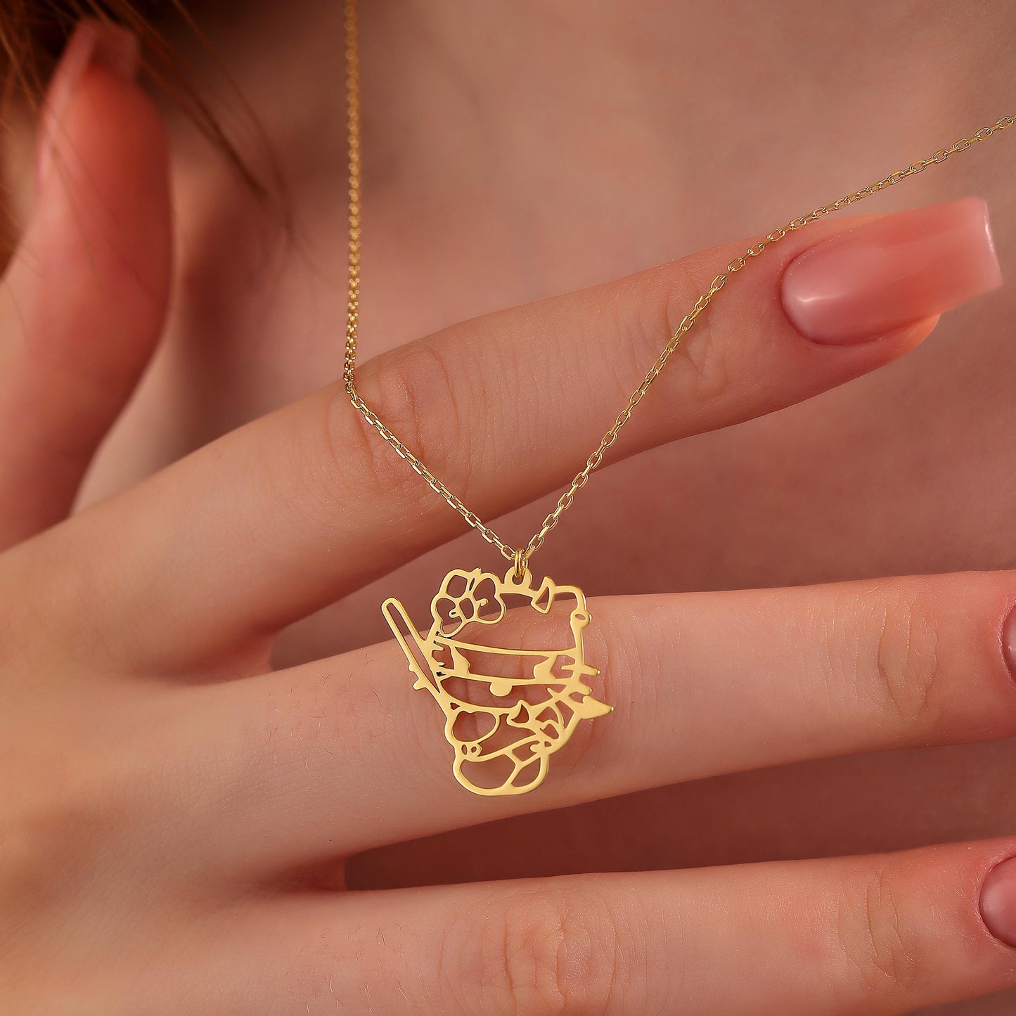 Halloween 925 Sterling Silver Necklace, Gold Plated, Custom Goth Jewelry