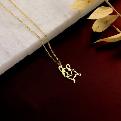 Sterling Silver or Solid Gold Dog Necklace: Minimalist Pet Memorial Pendant