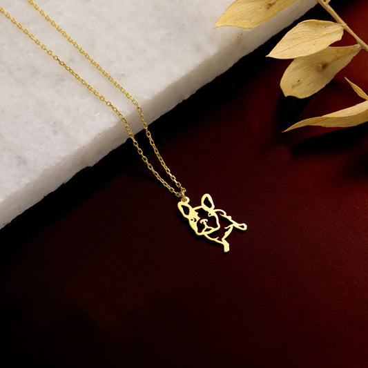 Brass with Gold or Silver Finish Dog Necklace: Minimalist Pet Memorial Pendant