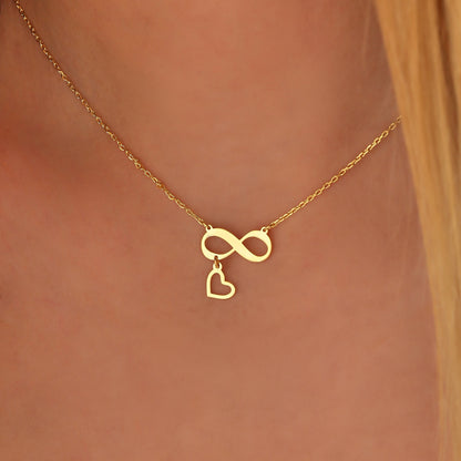 Personalized Infinity Necklace: Sterling Silver Heart or Cross Charm