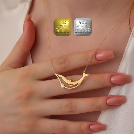 Dainty Dolphin Necklace: Silver or Gold  (Yellow / Rose / White)