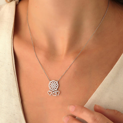 Sterling Silver Dreamcatcher Necklace: Bohemian Charm Pendant