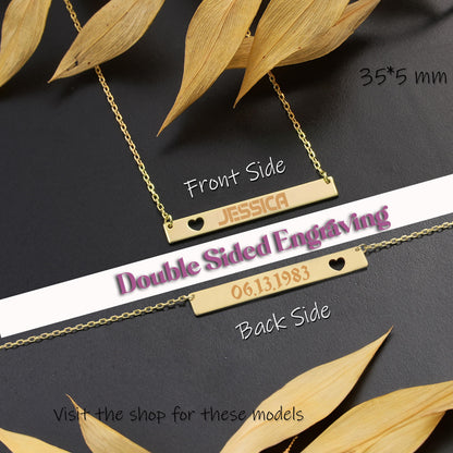 Personalized Bar Necklace: Engraved Nameplate, Sterling Silver or Gold