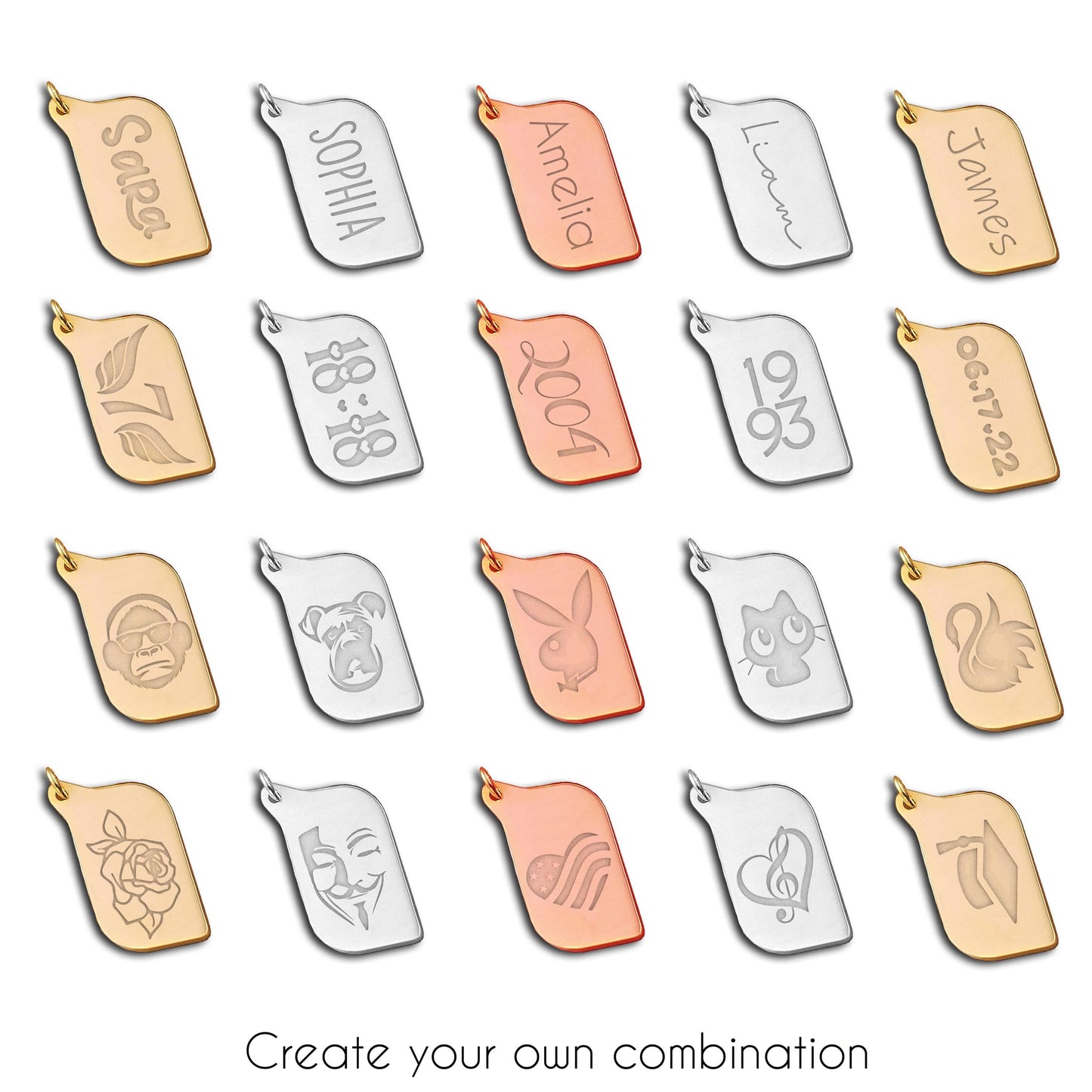 Personalized Name Tag Necklace: Sterling Silver or Solid Gold Pendant