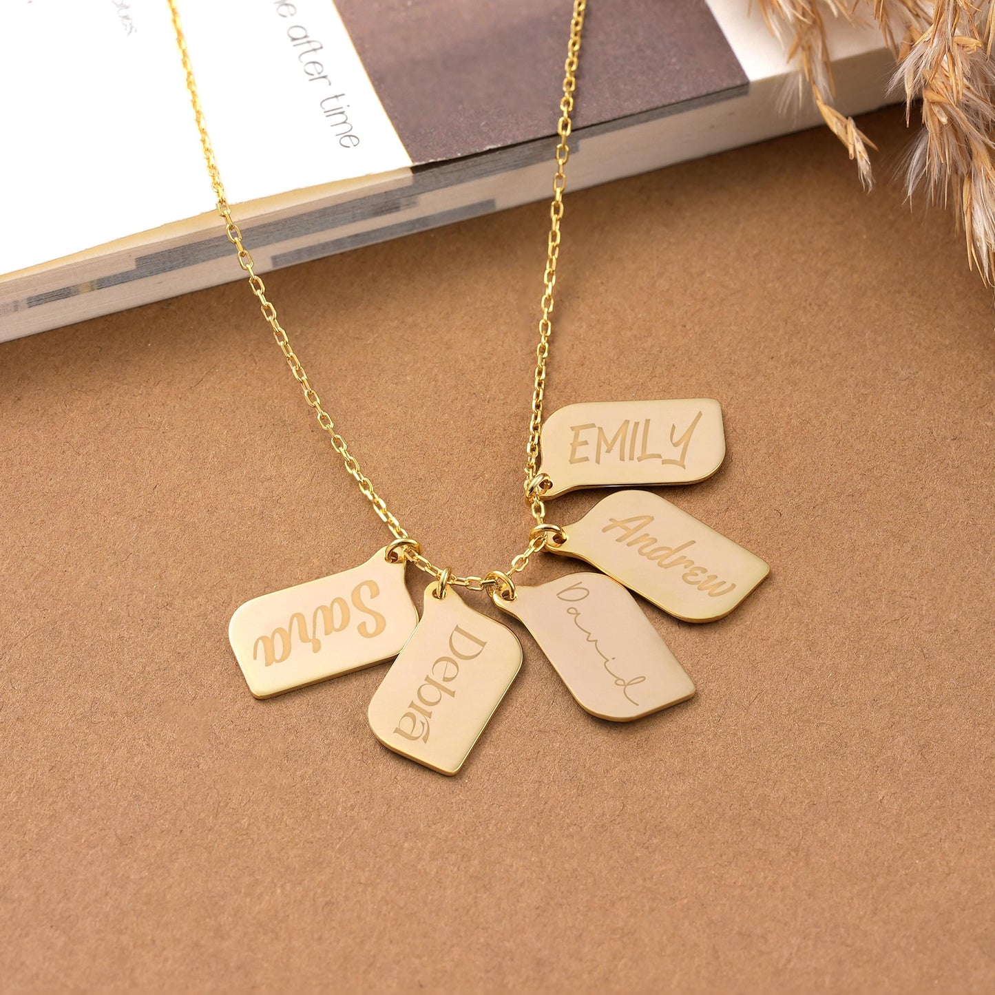 Personalized Name Tag Necklace: Sterling Silver or Solid Gold Pendant