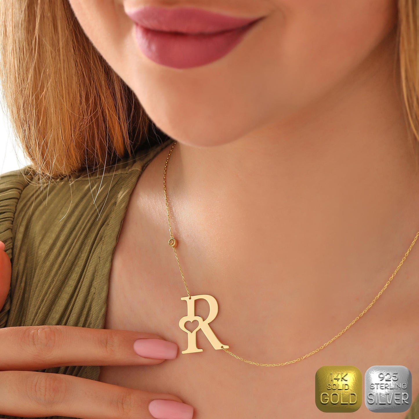 Personalized Initial Necklace: Sterling Silver, Gold Letter Jewelry