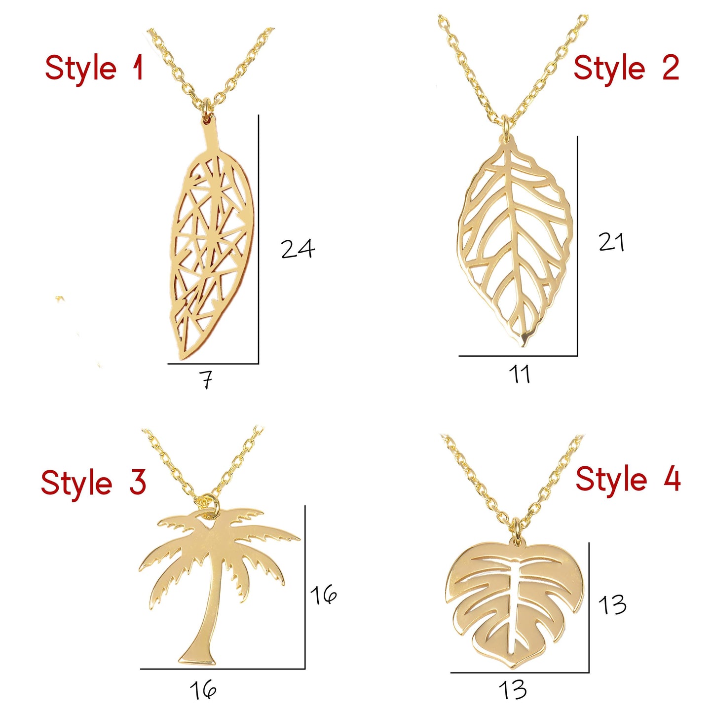 Gold Leaf Necklace, 925 Sterling Silver, Handmade Pendant