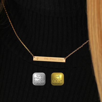 Personalized Bar Necklace: Engraved Nameplate, Sterling Silver or Gold