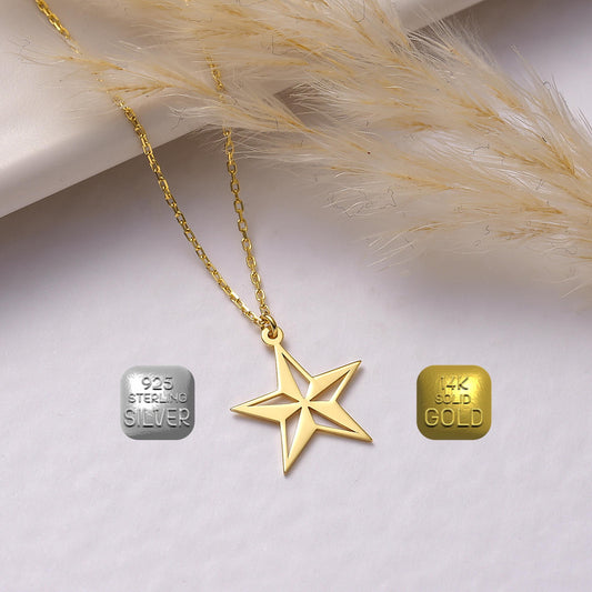 Brass Star Necklace: Celestial Jewelry, Polaris Pendant