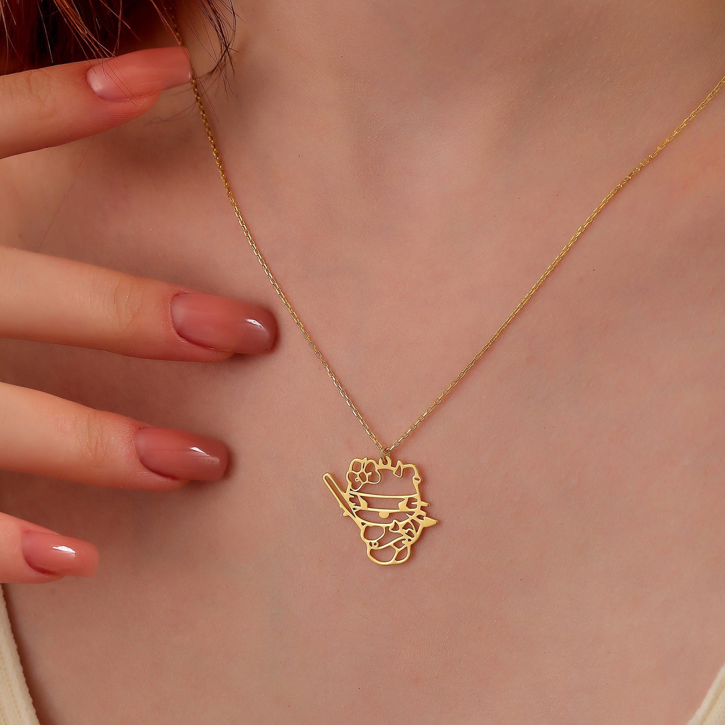 Halloween 925 Sterling Silver Necklace, Gold Plated, Custom Goth Jewelry