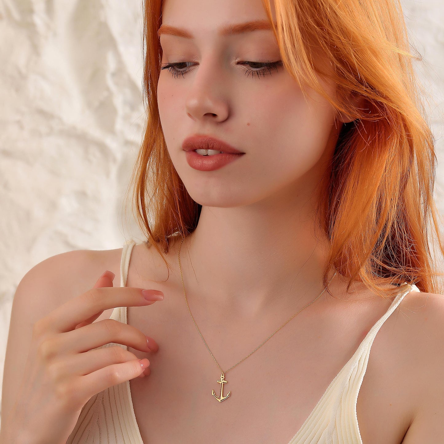 Handmade Sterling Silver Anchor Necklace: Gold Accent Pendant
