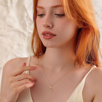 Handmade Sterling Silver Anchor Necklace: Gold Accent Pendant