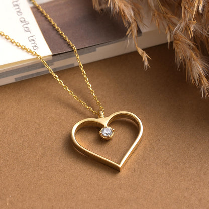 Sterling Silver Heart Necklace: Minimalist Love Pendant, Gold Options
