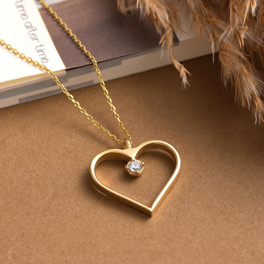Sterling Silver Heart Necklace: Minimalist Love Pendant, Gold Options