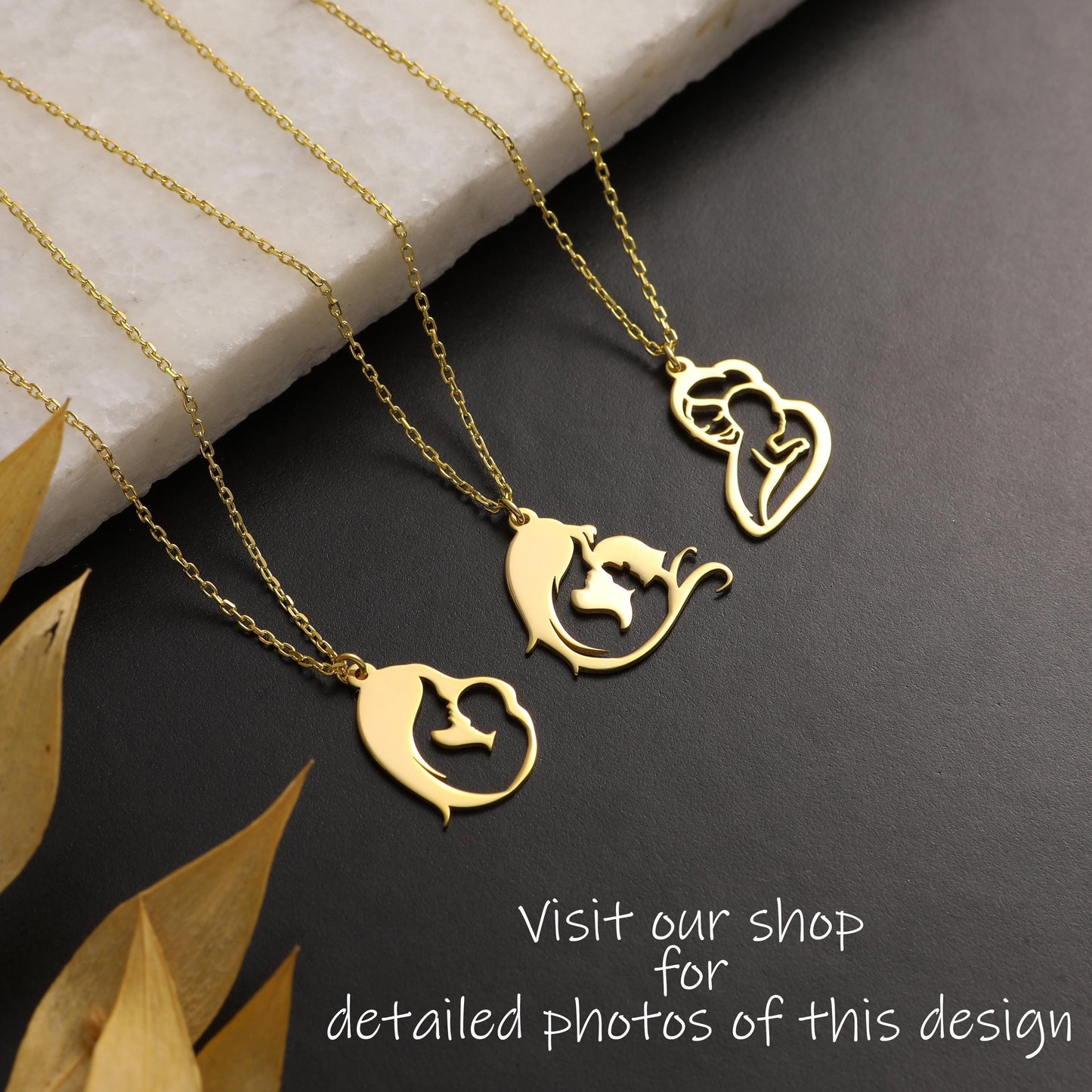 Mother and Baby Hand Necklace: Silver or Gold Handmade Gifts