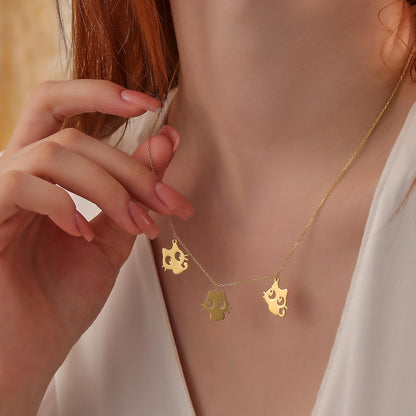 Handmade Sterling Silver Cat Pendant Necklace: Minimalist Gold or Rose Gold