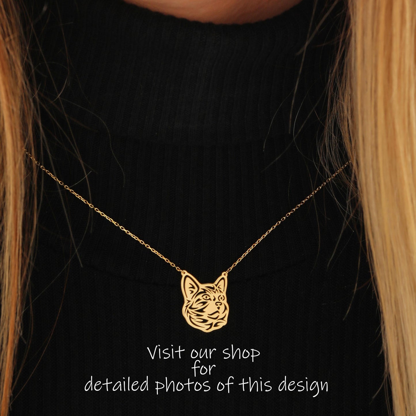 Handmade Sterling Silver Cat Pendant Necklace: Minimalist Gold or Rose Gold