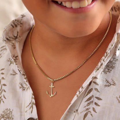 Handmade Sterling Silver Anchor Necklace: Gold Accent Pendant