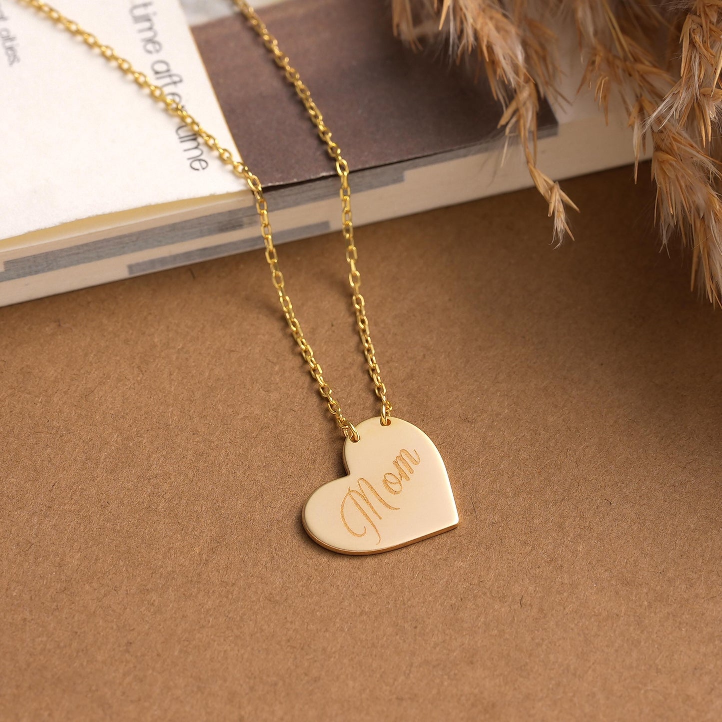 Personalized Heart Necklace: Dainty Sterling Silver or Gold Pendant