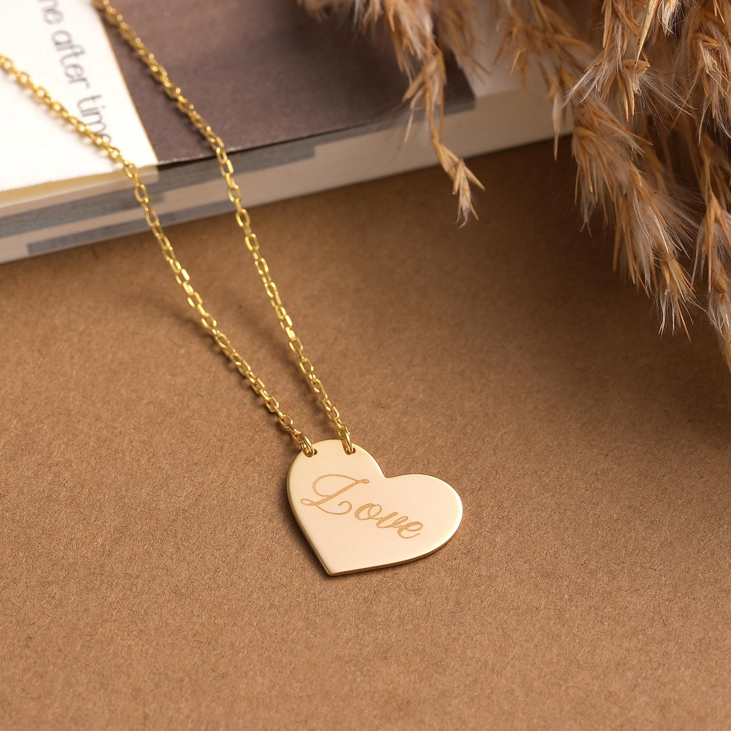 Personalized Heart Necklace: Dainty Sterling Silver or Gold Pendant