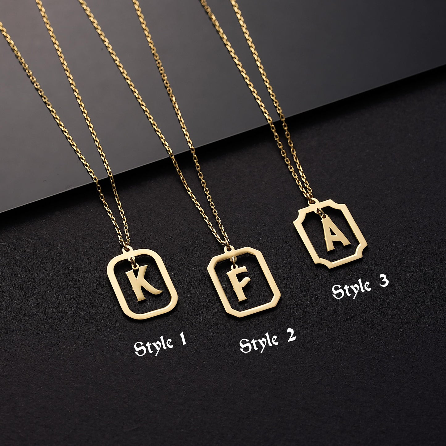 Personalized Initial Pendant Necklace: Sterling Silver Framed Monogram