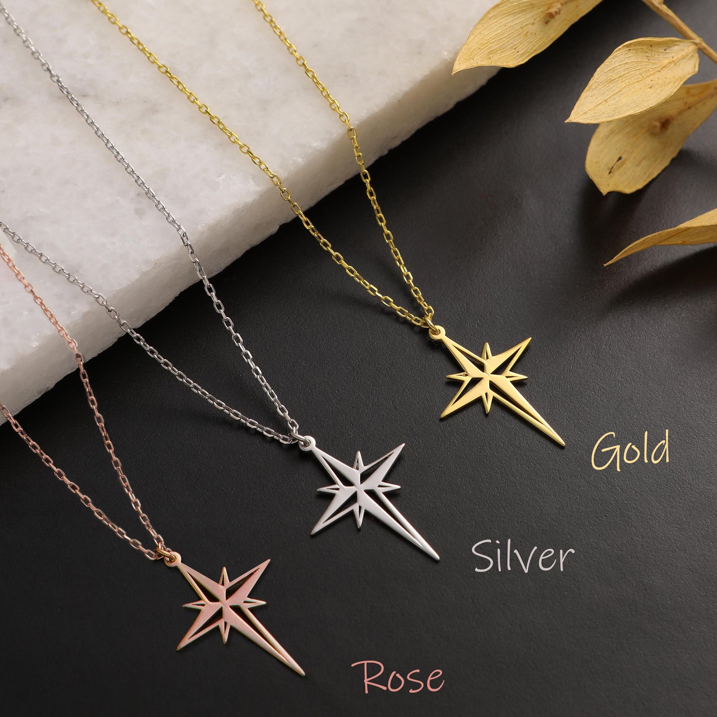 North Star Necklace: 14K Gold or Sterling Silver Polaris Charm