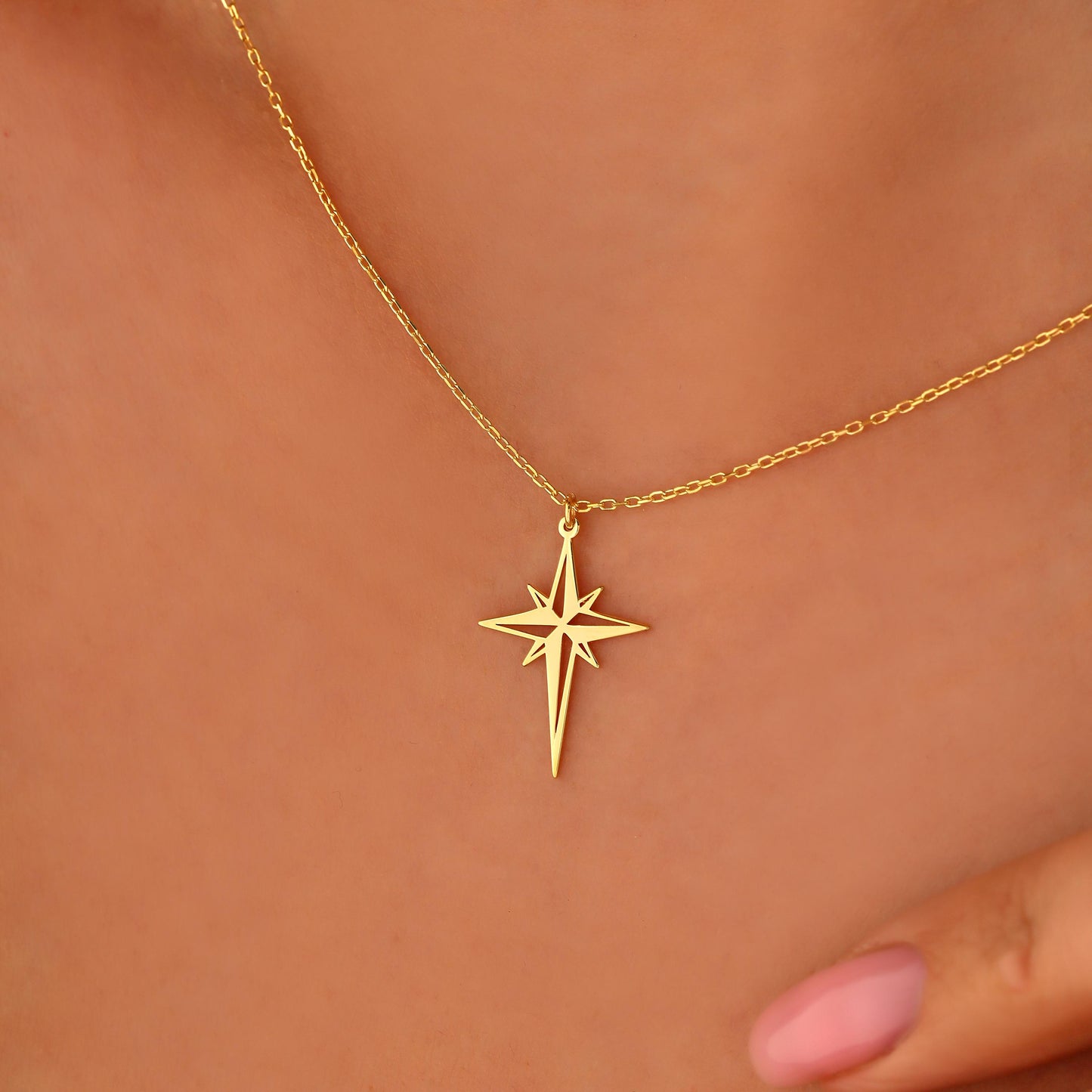 North Star Necklace: 14K Gold or Sterling Silver Polaris Charm