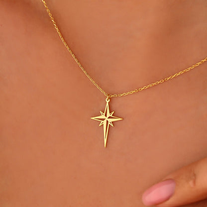 North Star Necklace: 14K Gold or Sterling Silver Polaris Charm