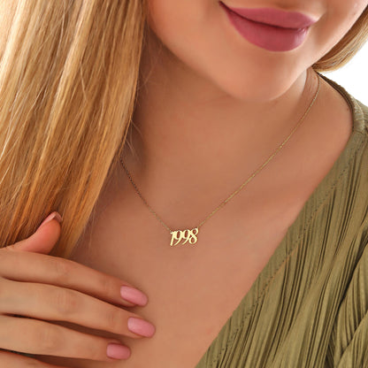 Personalized Number Necklace, Sterling Silver, Custom Date, Anniversary Gift