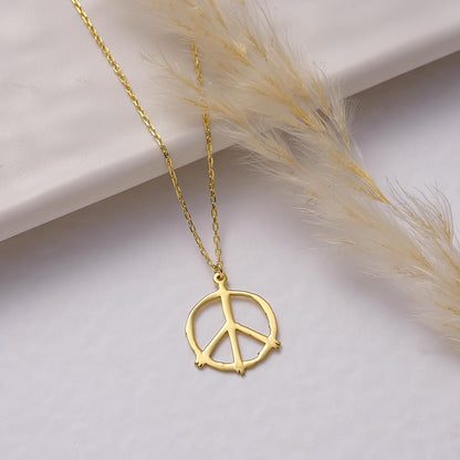 Handmade Peace Sign Necklace: Sterling Silver Boho Hippie Pendant