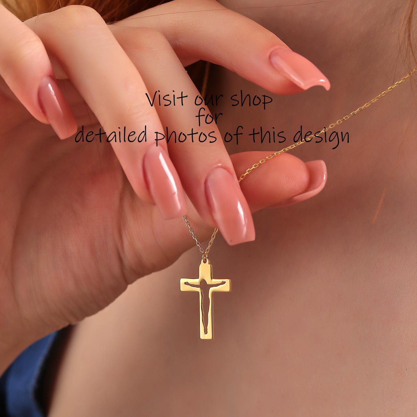 Jesus Cross Necklace: 14K Gold or Sterling Silver Christian Jewelry