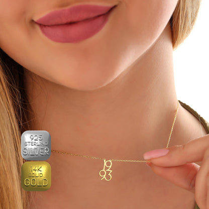 Personalized Number Necklace, Sterling Silver, Custom Date, Anniversary Gift