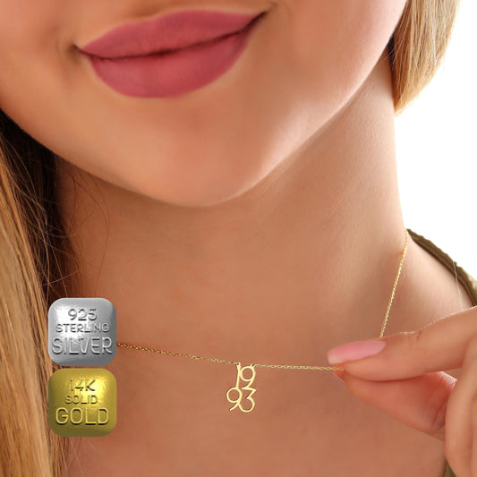 Personalized Number Necklace, Sterling Silver, Custom Date, Anniversary Gift