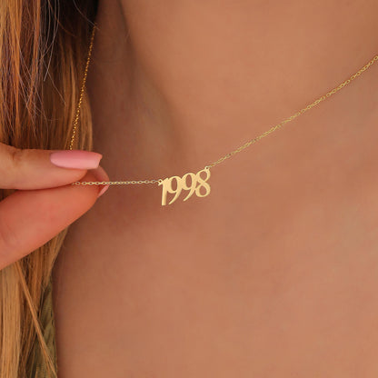 Personalized Number Necklace, Sterling Silver, Custom Date, Anniversary Gift