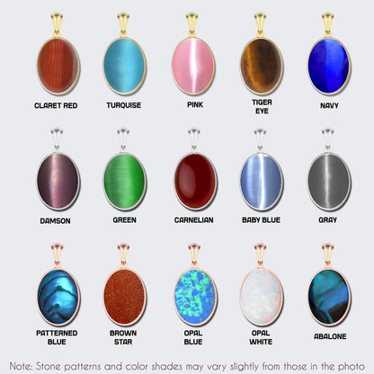 Blue Opal Necklace: 14K Gold Sterling Silver Oval Pendant