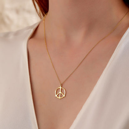 Handmade Peace Sign Necklace: Sterling Silver Boho Hippie Pendant